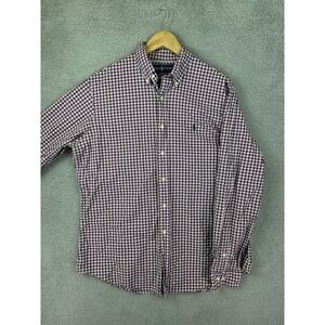 Ralph Lauren Shirt Mens 16.5 36/35 Purple White Plaid Custom Fit Button Down Men